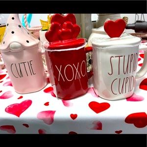 Rae Dunn CUTIE, STUPID CUPID and XoXo Mugs